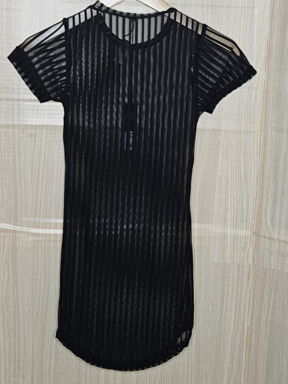 Fashion Nova women’s new black sheer Palm Shade Stripe Cover Up XS.